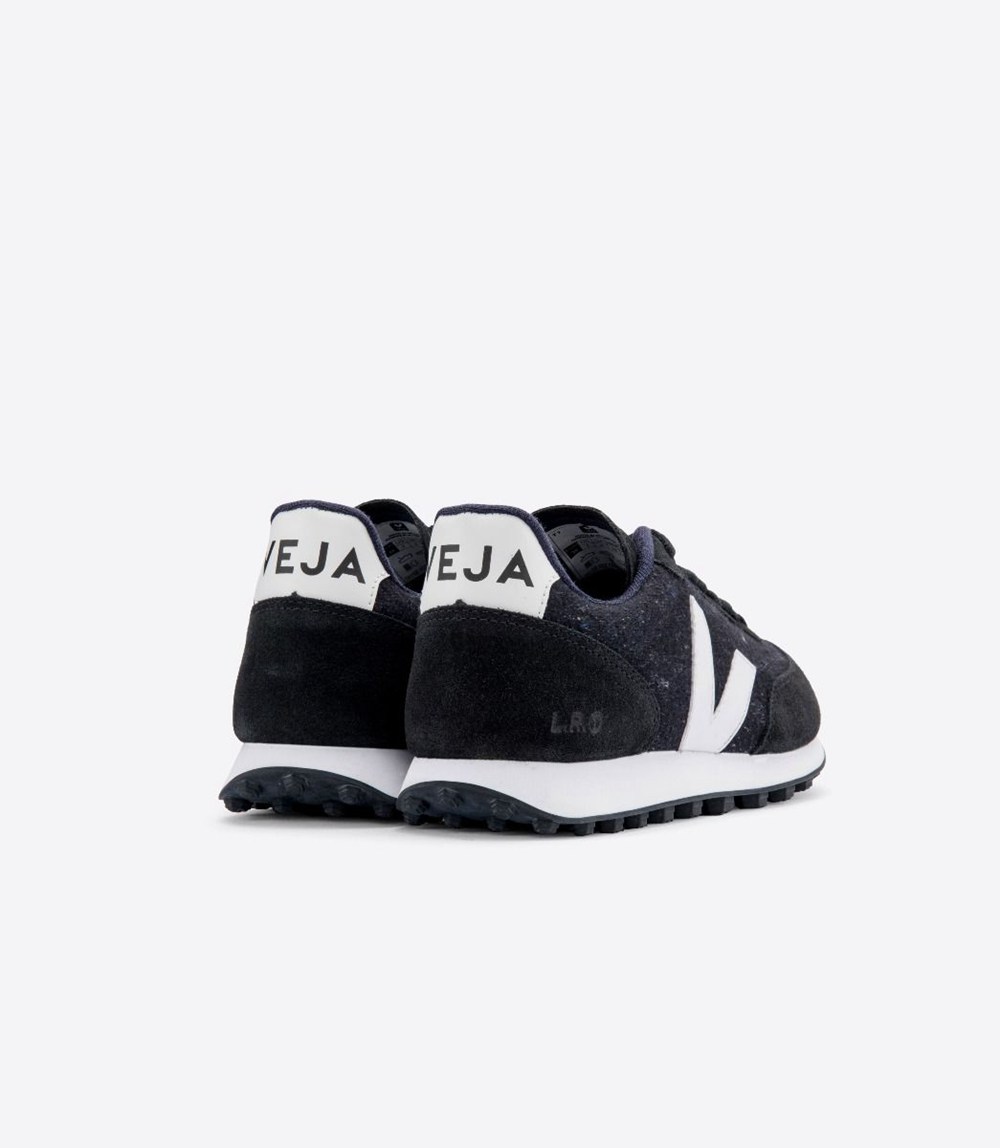 Veja Trainers Mens Black/White - Rio Branco Flannel - LYIP-67405